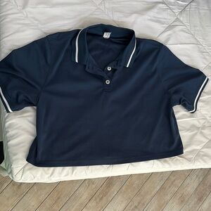 Navy Blue Polo Shirt with White Trim